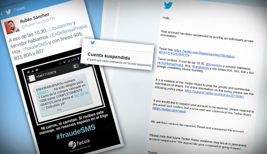Twitter suspende la cuenta del portavoz de FACUA, @RubenSanchezTW, por informar de un fraude