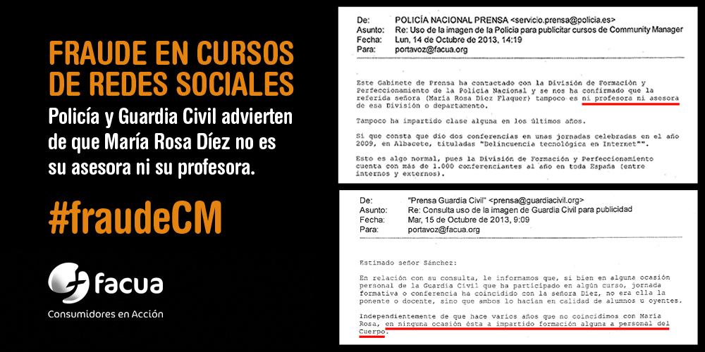 #FraudeCM Cursos de social media: @mariarosadiez se sigue haciendo pasar por asesora de @policia y @guardiacivil